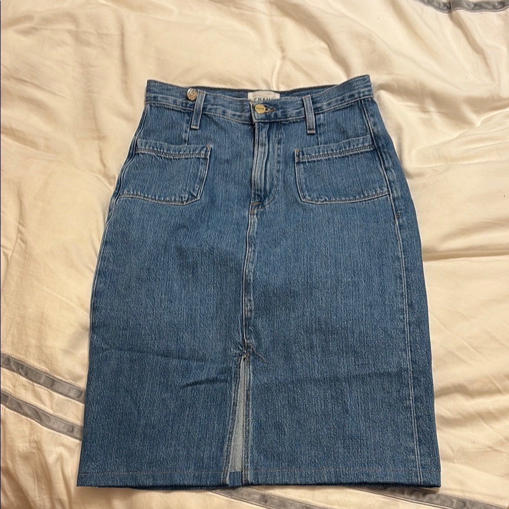 Frame Denim Blue Pencil Skirt Knee-Length Casual